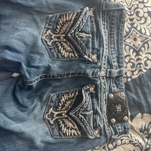 Miss Me Denim Boot Cut Jeans with Intricate Pocket Design